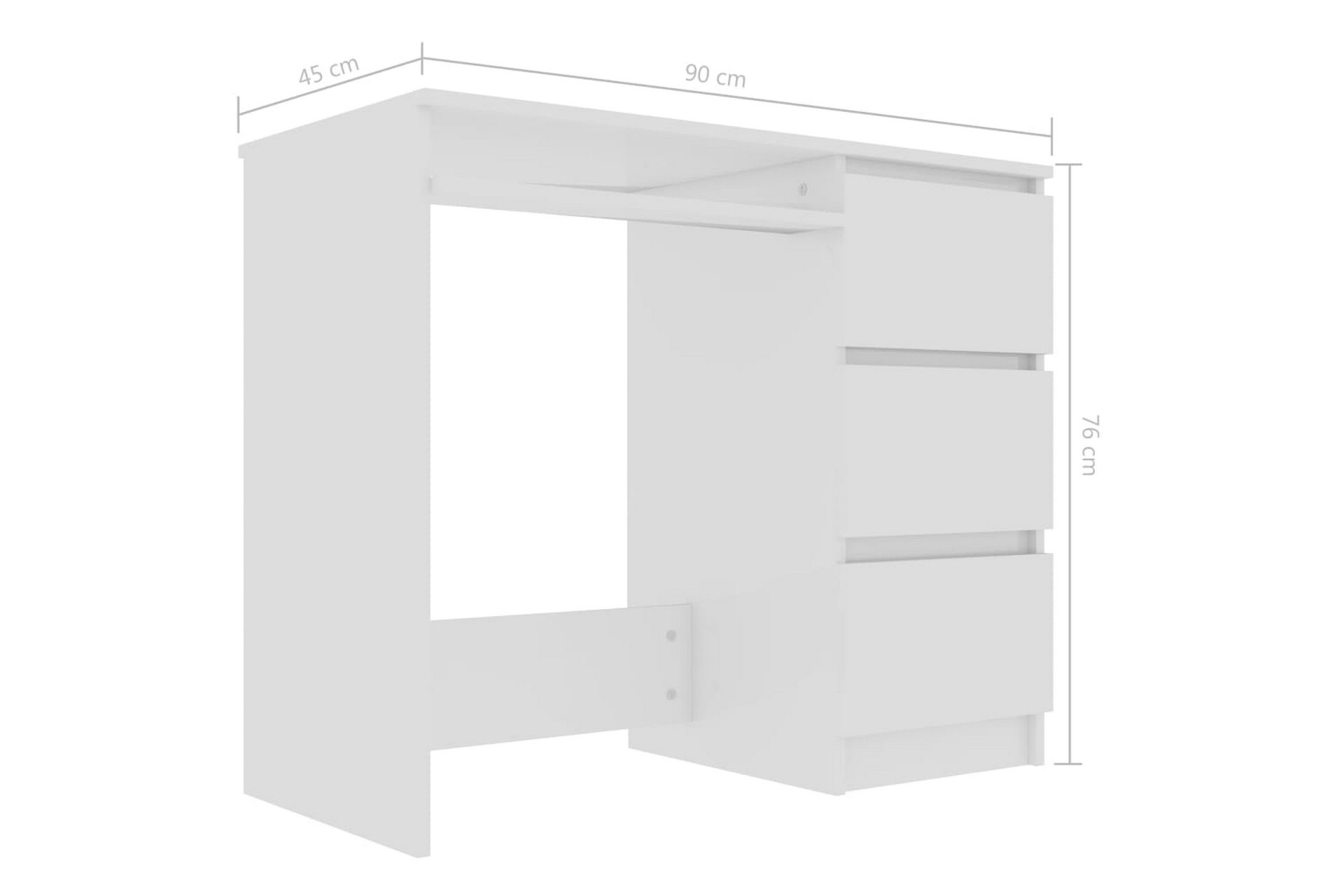 Skrivebord høyglans hvit 90x45x76 cm sponplate - Hvit - Møbler - Bord - Kontorbord - Skrivebord
