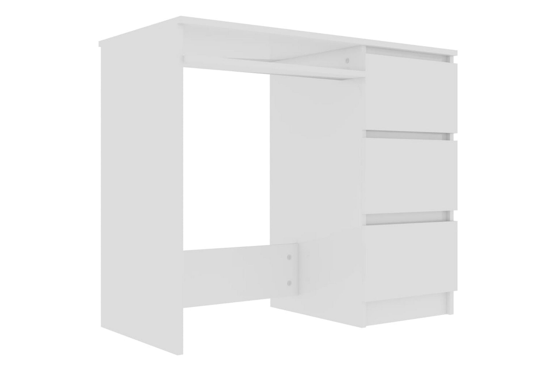 Skrivebord høyglans hvit 90x45x76 cm sponplate - Hvit - Møbler - Bord - Kontorbord - Skrivebord