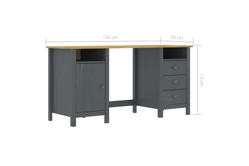 Skrivebord Hill Range grå 150x50x74 cm heltre furu - Skrivebord