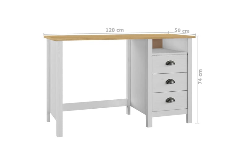Skrivebord Hill Range med 3 skuffer 120x50x74 cm heltre furu - Skrivebord