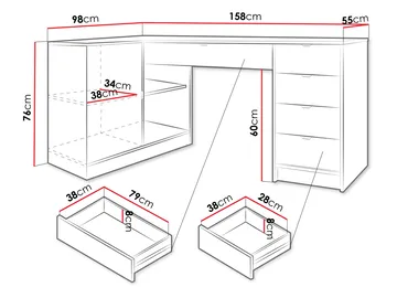 skrivebord Hjørneskrivebord TIRENO svart - Møbler - Bord - Kontorbord - Skrivebord - Hjørneskrivebord