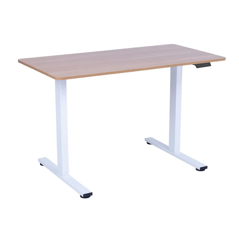 Skrivebord HOME4YOU Ergo Fit med 1 motor 120x60x71,5-116 cm Eik/hvit - Eik/hvit - Møbler - Bord - Kontorbord - Skrivebord - Hev og senkbart skrivebord