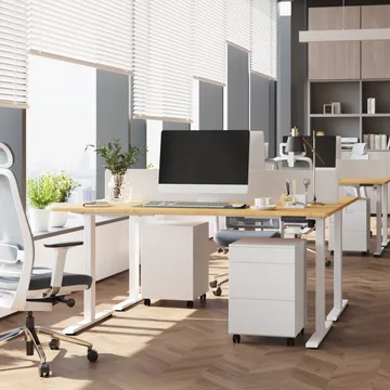 Skrivebord HOME4YOU Ergo Fit med 1 motor 120x60x71,5-116 cm Hvit - Hvit - Møbler - Bord - Kontorbord - Skrivebord - Hev og senkbart skrivebord