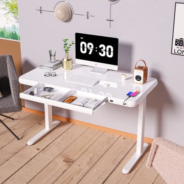 Skrivebord HOME4YOU Ergo Fit med 1 motor 122x62x73,5-118 cm Hvit - Hvit - Møbler - Bord - Kontorbord - Skrivebord - Hev og senkbart skrivebord