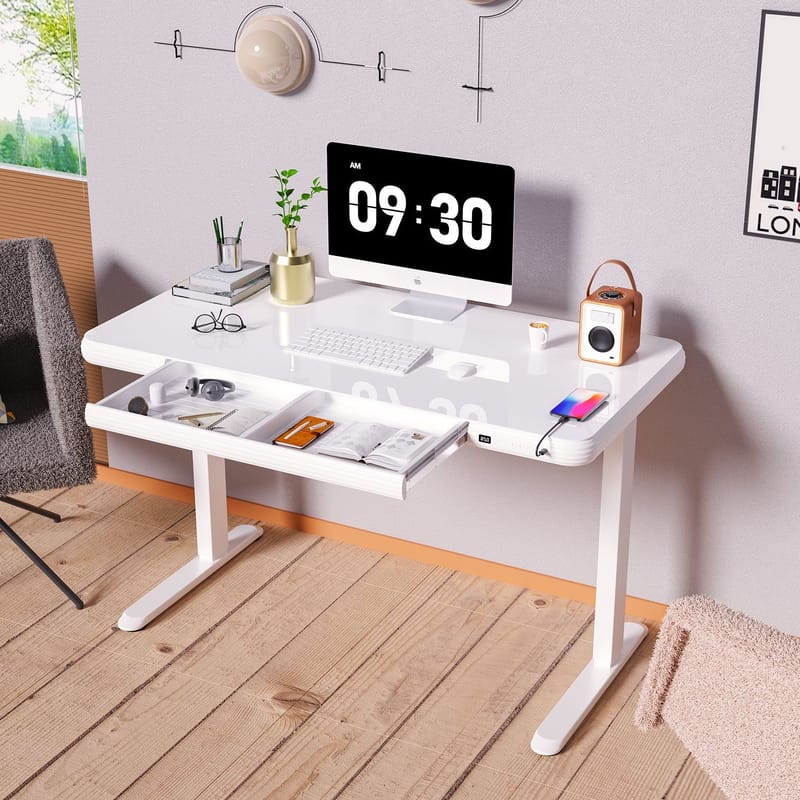 Skrivebord HOME4YOU Ergo Fit med 1 motor 122x62x73,5-118 cm Hvit - Hvit - Møbler - Bord - Kontorbord - Skrivebord - Hev og senkbart skrivebord