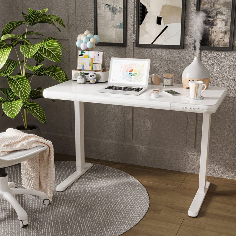 Skrivebord HOME4YOU Ergo Fit med 1 motor 122x62x73,5-118 cm Hvit - Hvit - Møbler - Bord - Kontorbord - Skrivebord - Hev og senkbart skrivebord