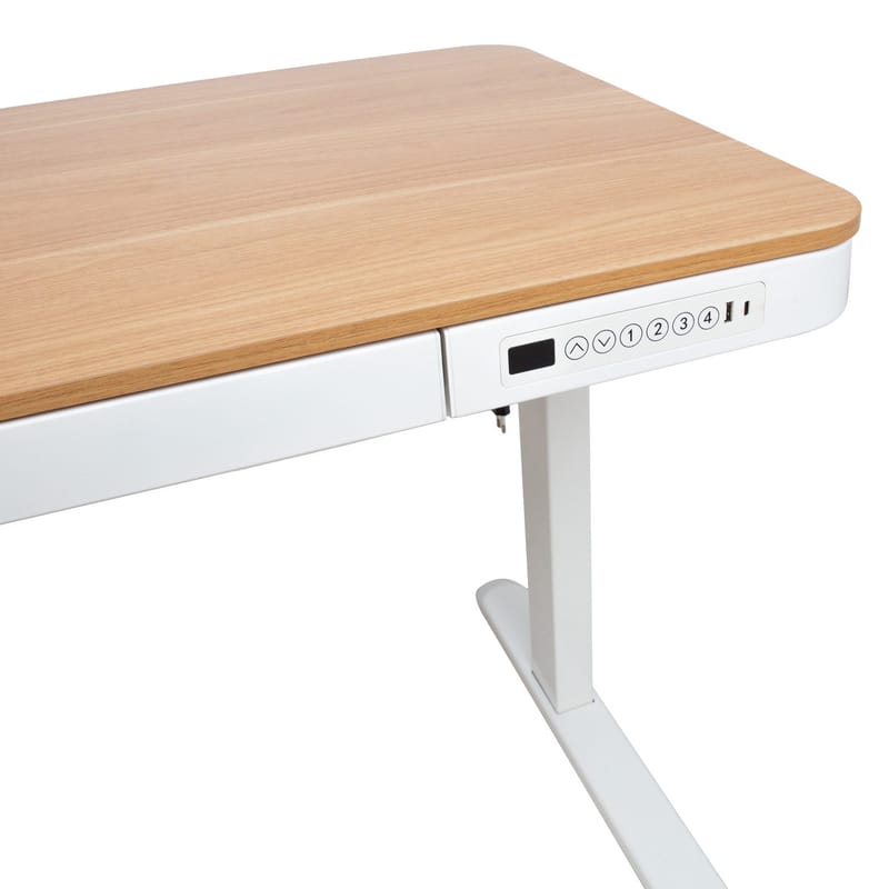 Skrivebord HOME4YOU Ergo med 1 motor 120x60x72-121 cm eik/hvit - eik/hvit - Møbler - Bord - Kontorbord - Skrivebord - Hev og senkbart skrivebord