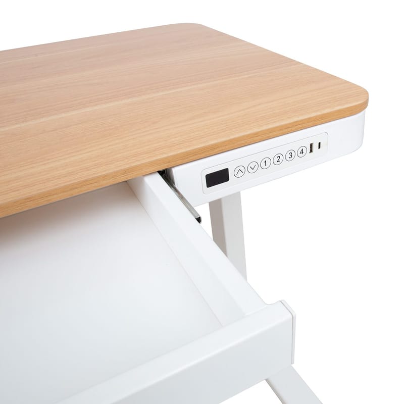 Skrivebord HOME4YOU Ergo med 1 motor 120x60x72-121 cm eik/hvit - eik/hvit - Møbler - Bord - Kontorbord - Skrivebord - Hev og senkbart skrivebord