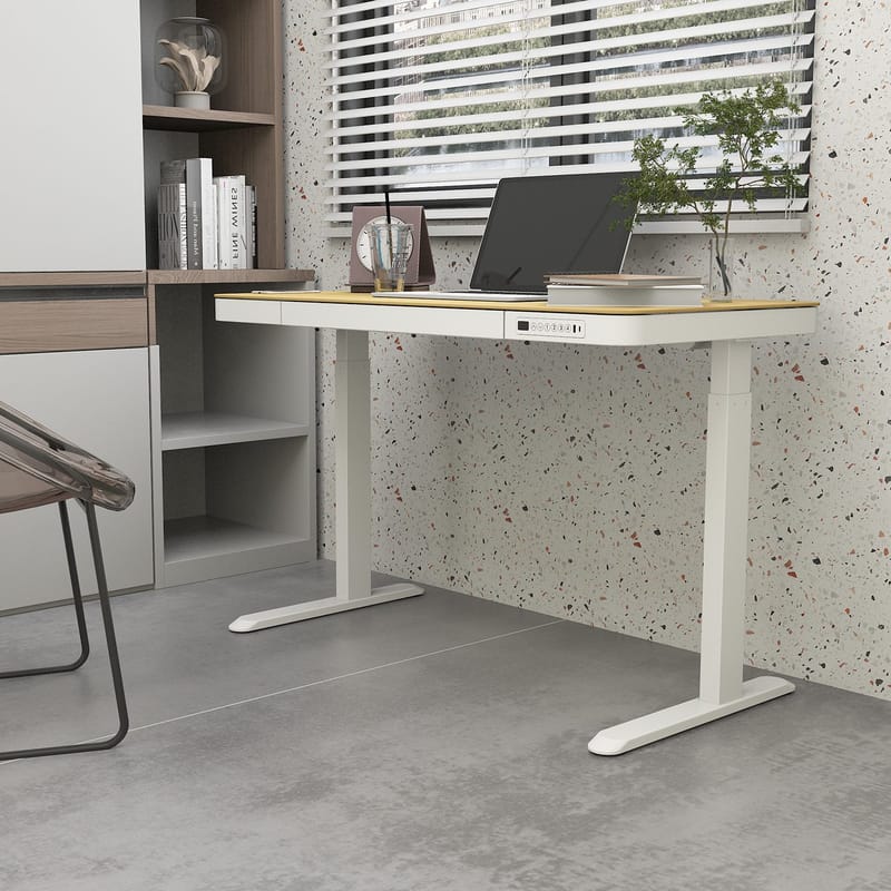 Skrivebord HOME4YOU Ergo med 1 motor 120x60x72-121 cm eik/hvit - eik/hvit - Møbler - Bord - Kontorbord - Skrivebord - Hev og senkbart skrivebord