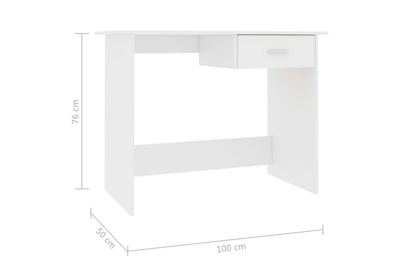 Skrivebord hvit 100x50x76 cm sponplate - Hvit - Skrivebord