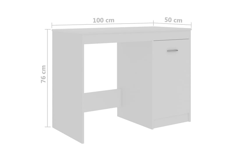 Skrivebord hvit 100x50x76 cm sponplate - Hvit - Skrivebord