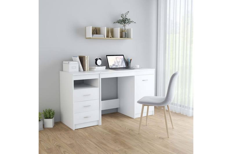 Skrivebord hvit 140x50x76 cm sponplate - Skrivebord