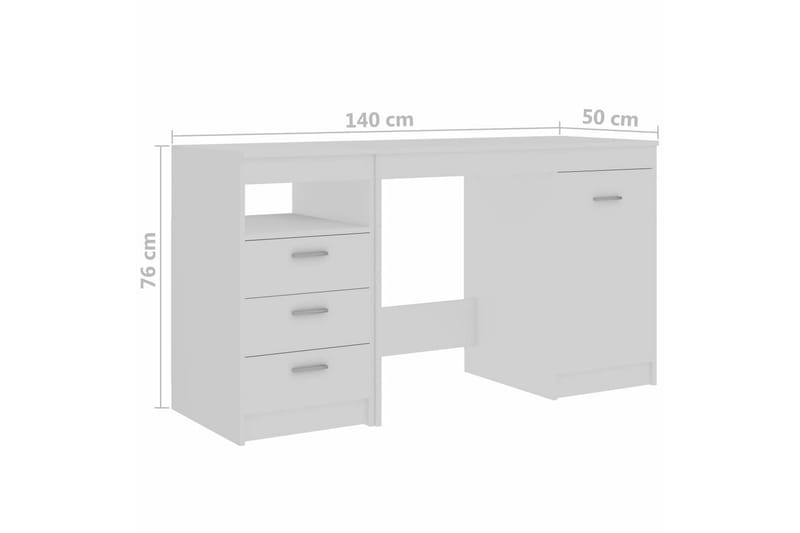 Skrivebord hvit 140x50x76 cm sponplate - Skrivebord