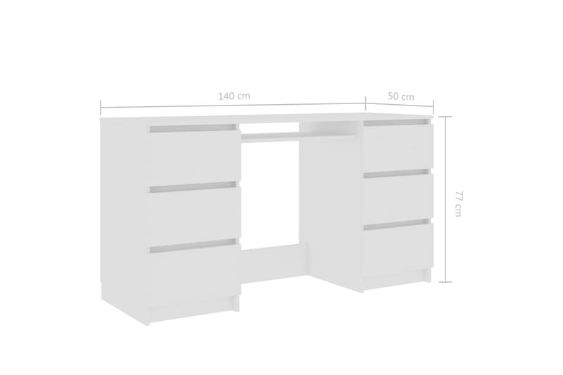 Skrivebord hvit 140x50x77 cm sponplate - Hvit - Møbler - Bord - Kontorbord - Skrivebord