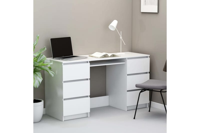 Skrivebord hvit 140x50x77 cm sponplate - Hvit - Møbler - Bord - Kontorbord - Skrivebord