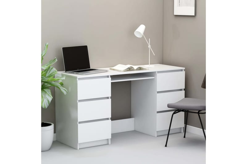 Skrivebord hvit 140x50x77 cm sponplate - Hvit - Skrivebord