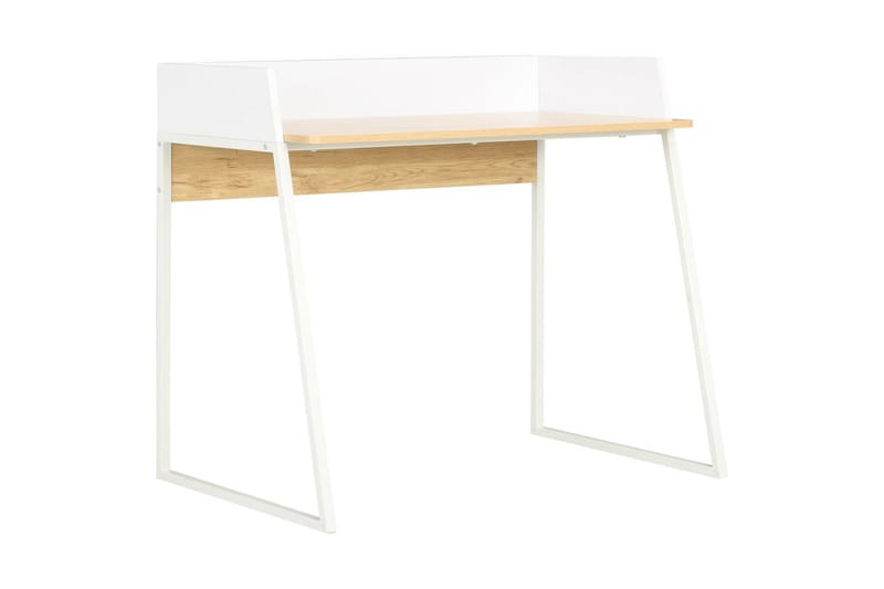 Skrivebord hvit og eik 90x60x88 cm - Hvit - Skrivebord