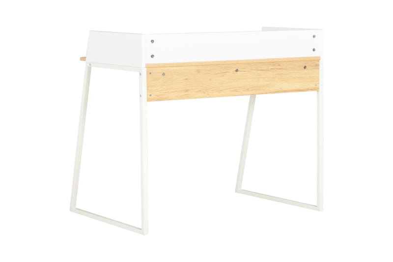 Skrivebord hvit og eik 90x60x88 cm - Hvit - Møbler - Bord - Kontorbord - Skrivebord