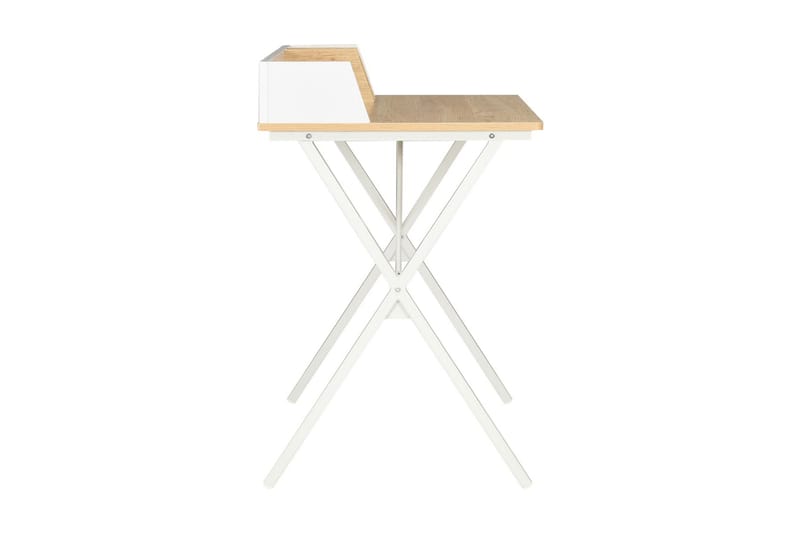 Skrivebord hvit og naturell 80x50x84 cm - Hvit - Skrivebord