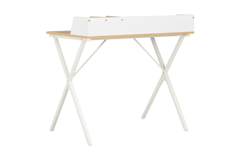 Skrivebord hvit og naturell 80x50x84 cm - Hvit - Skrivebord