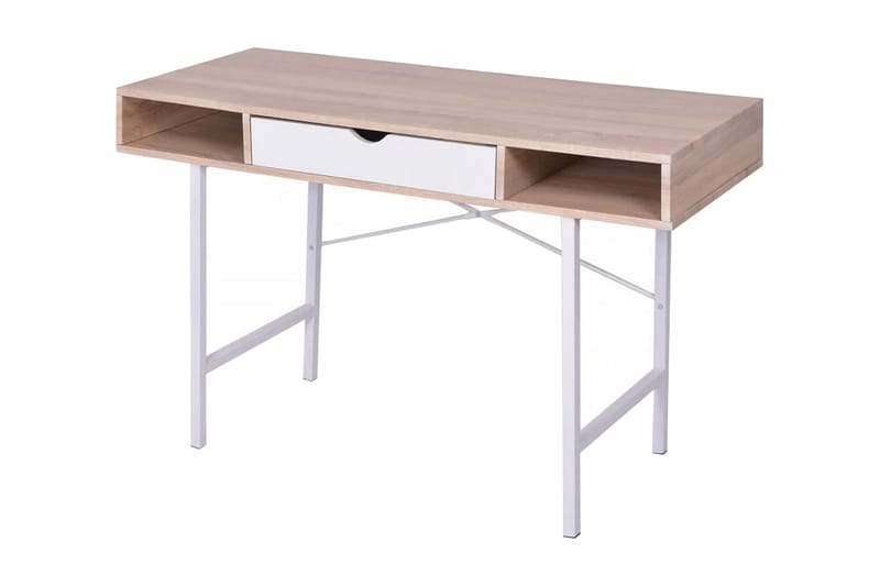 Skrivebord med 1 skuff eik og hvit - Skrivebord