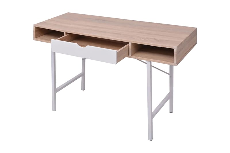 Skrivebord med 1 skuff eik og hvit - Skrivebord