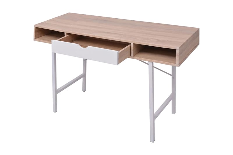 Skrivebord med 1 skuff eik og hvit - Møbler - Bord - Kontorbord - Skrivebord