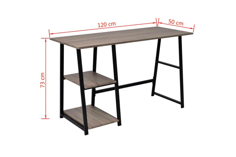 Skrivebord med 2 hyller grå og eik - Møbler - Bord - Kontorbord - Skrivebord