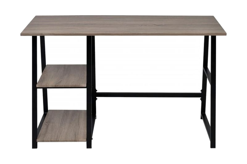Skrivebord med 2 hyller grå og eik - Skrivebord