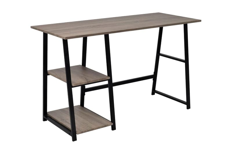 Skrivebord med 2 hyller grå og eik - Møbler - Bord - Kontorbord - Skrivebord