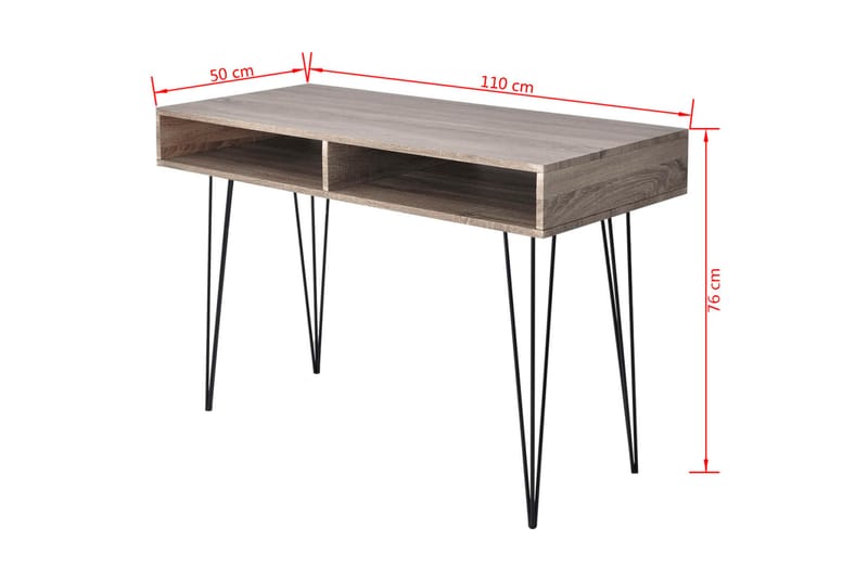 Skrivebord med 2 hyller grått - Møbler - Bord - Kontorbord - Skrivebord