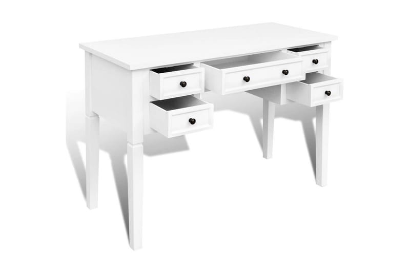 Skrivebord med 5 skuffer hvit - Skrivebord