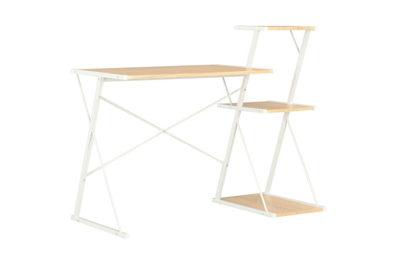 Skrivebord med hylle hvit og eik 116x50x93 cm - Hvit - Skrivebord
