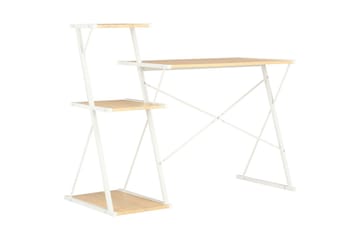 Skrivebord med hylle hvit og eik 116x50x93 cm - Hvit - Møbler - Bord - Kontorbord - Skrivebord