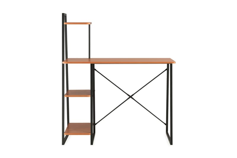 Skrivebord med hylle svart og brun 102x50x117 cm - Brun - Møbler - Bord - Kontorbord - Skrivebord