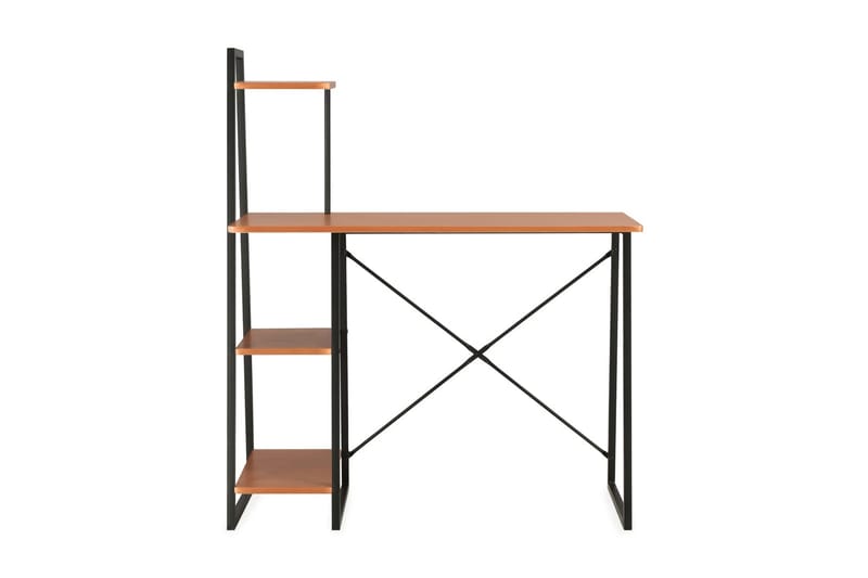 Skrivebord med hylle svart og brun 102x50x117 cm - Brun - Skrivebord