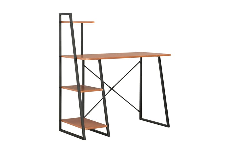 Skrivebord med hylle svart og brun 102x50x117 cm - Brun - Møbler - Bord - Kontorbord - Skrivebord