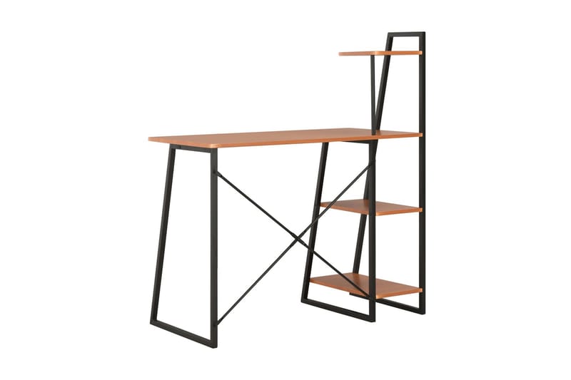 Skrivebord med hylle svart og brun 102x50x117 cm - Brun - Møbler - Bord - Kontorbord - Skrivebord