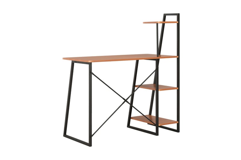 Skrivebord med hylle svart og brun 102x50x117 cm - Brun - Skrivebord