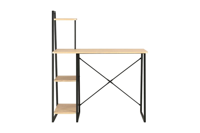 Skrivebord med hylle svart og eik 102x50x117 cm - Brun - Møbler - Bord - Kontorbord - Skrivebord
