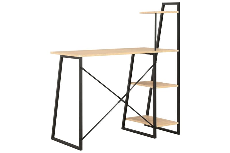 Skrivebord med hylle svart og eik 102x50x117 cm - Brun - Møbler - Bord - Kontorbord - Skrivebord