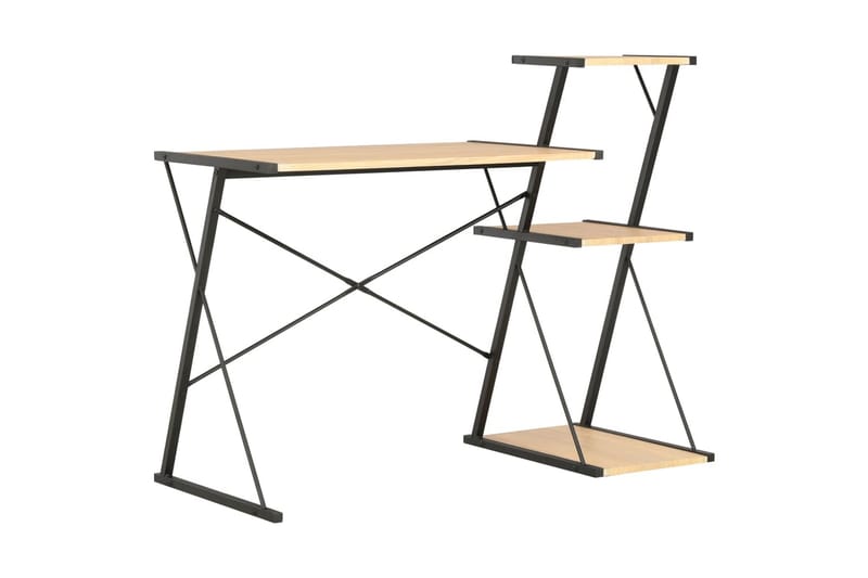 Skrivebord med hylle svart og eik 116x50x93 cm - Svart - Skrivebord