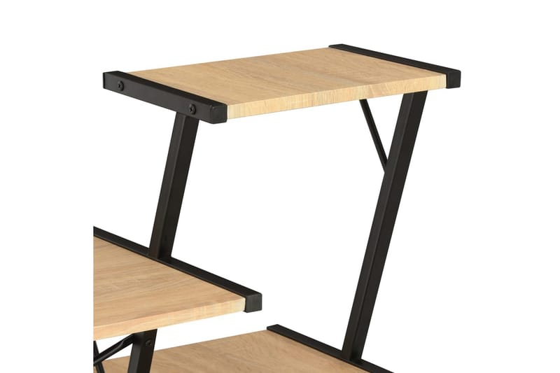 Skrivebord med hylle svart og eik 116x50x93 cm - Svart - Skrivebord