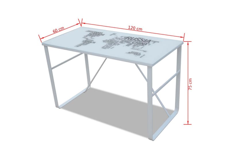 Skrivebord med kartmønster rektangulrt - Skrivebord