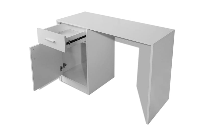 Skrivebord med Skuff og Skap Hvit 100x40x73 cm - Skrivebord