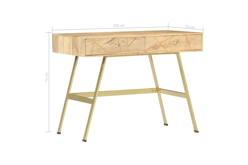 Skrivebord med skuffer 100x55x75 cm heltre mango - Brun - Møbler - Bord - Kontorbord - Skrivebord