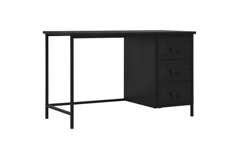 Skrivebord med skuffer industrielt svart 120x55x75 cm stål - Skrivebord