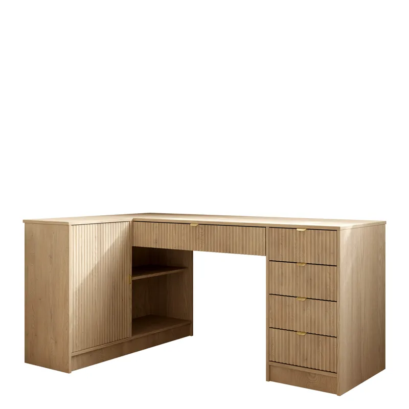 skrivebord NO_BRAND Hjørneskrivebord TIRENO lys brun, undefined