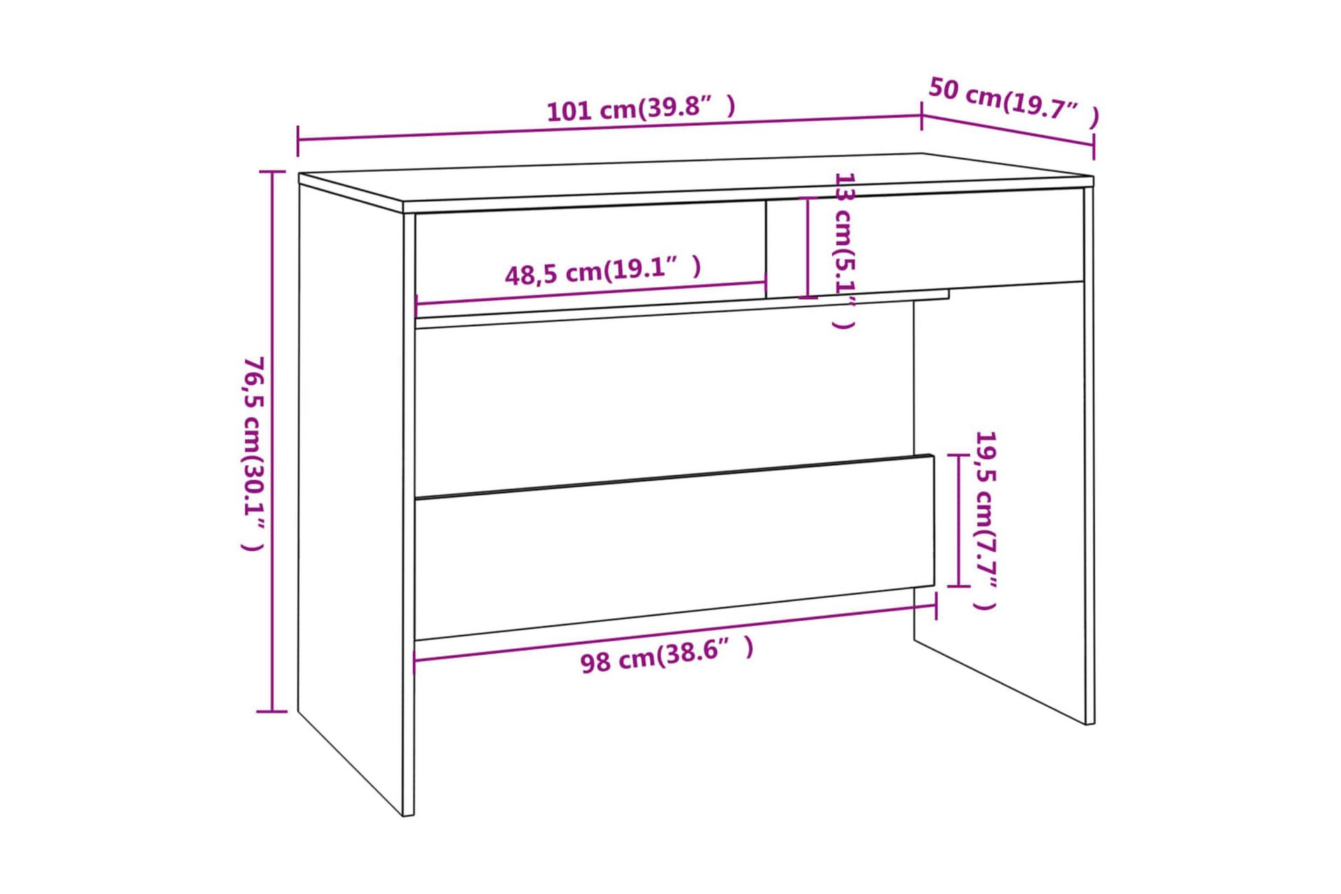 Skrivebord røkt eik 101x50x76,5 cm sponplate - Brun - Møbler - Bord - Kontorbord - Skrivebord