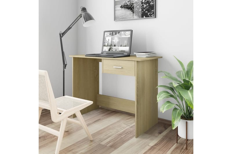 Skrivebord sonoma eik 100x50x76 cm sponplate - Brun - Møbler - Bord - Kontorbord - Skrivebord